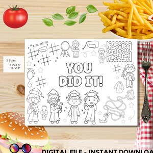 Graduation coloring activity page boys instant download | graduation activity page | graduation coloring page | Grad party  #K355
