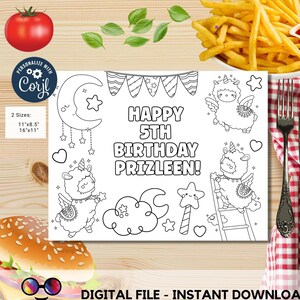 Editable Llama Birthday coloring page | Placemat coloring page | Any Age | Llama birthday party activity | bag filler #K151