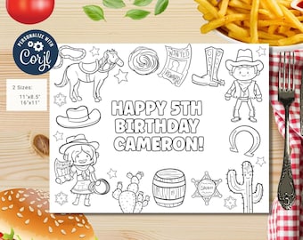 Editable Rodeo Birthday coloring page | Wild West Cowgirl and Cowboy coloring page | Party Southwestern | Ranch Birthday Any Age #K292