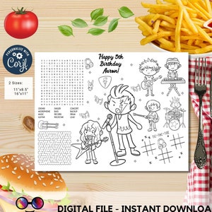 Editable Rockstar Birthday coloring page | Placemat coloring page | Any Age | Rock and Roll birthday party activity | bag filler #K262