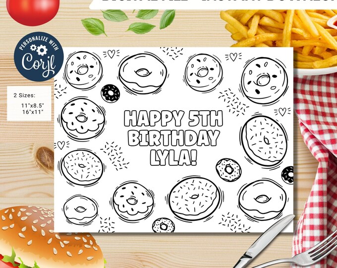 Donut Coloring Page Kids Party Activity Donut Grow up - Etsy Canada