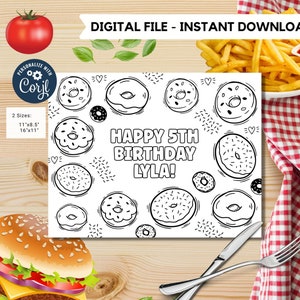 Editable Donuts coloring page | Donuts coloring page | Any Age | Cute Donut party | Donut Miss the Party - Party  Activity #K34