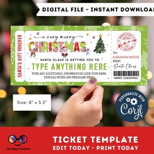 Christmas Ticket template | Snowflakes | gift voucher | Santa gift | Instant Download | Gift Certificate Template | Holidays Gift Voucher