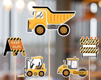 PRINTABLE construction trucks Toppers | under construction party Cake Toppers | trucks Cake Toppers Centerpieces #K105