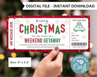 Weekend getaway editable Ticket template | gift voucher | Editable Instant Download | Gift Certificate Template | Holidays Gift Voucher