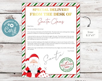 EDITABLE From the desk of Santa Claus letter | North pole mail | Personalized Letter from Santa Claus | Instant Download | Template