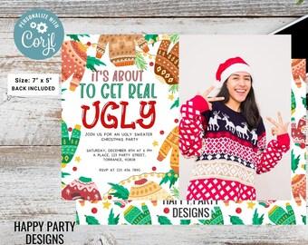 Editable Ugly Sweater Party Invitation with photo | Christmas Party printable invite | Ugly sweater Invitation | Ugly Christmas Invite  #A26