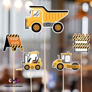 PRINTABLE construction trucks Toppers | under construction party Cake Toppers | trucks Cake Toppers Centerpieces #K105