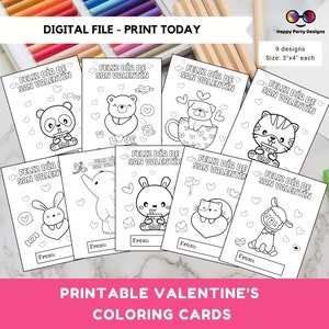 Spanish Valentines day Printable Coloring Cards INSTANT DOWNLOAD Set of 9 | Valentines Coloring Activity | Valentines for kids | From