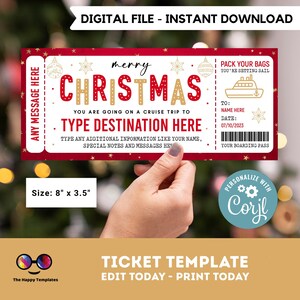 Kreuzfahrtpass bearbeitbare Ticketvorlage | geschenkgutschein | Bearbeitbar | Geschenkgutschein Vorlage | Urlaub Geschenkgutschein | Reisen