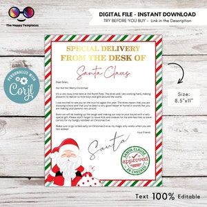 EDITÁVEL Da mesa da carta do Papai Noel | Correio do Polo Norte | Carta Personalizada do Papai Noel | Download Instantâneo | Modelo