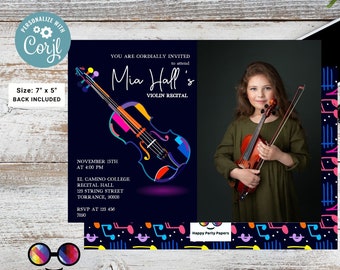 EDITABLE Violin Recital Invitation Template | Orchestra Concert | Instant Download | Digital | Personalize Online | musical | music #K236