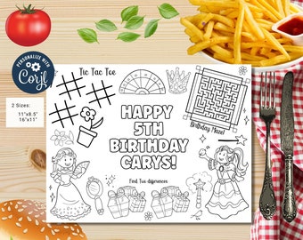 Dibujo editable de Princesa para colorear Fiesta de princesas mágicas / Dibujo de princesas / Princesa Cumpleaños favores / Cualquier edad #K184