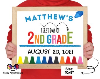 Editable First day of 2nd grade | Second grade Sign | 1st Day of 2nd grade Sign | personalized school sign | Boy sign