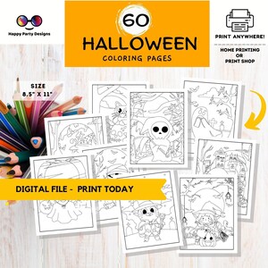 Halloween Malvorlagen | für Kinder | Halloween Monster Malvorlagen | Halloween Aktivitäten 60 Halloween Seiten zum Ausmalen Aktivität #K116