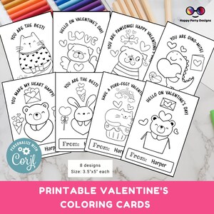 Bearbeitbare Valentinstags Malkarten Bearbeitbares Set von 8 | für Kinder | Valentines Coloring Aktivität | Valentinstag Aktivität