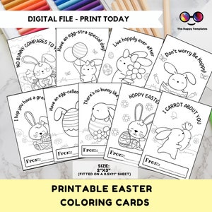 Set von 9 Ostern Ausmalkarten 2 "X 3" Sofort Download | für Kinder | Osterausmal-Aktivität | Osternest Anhänger | Schulaktivität