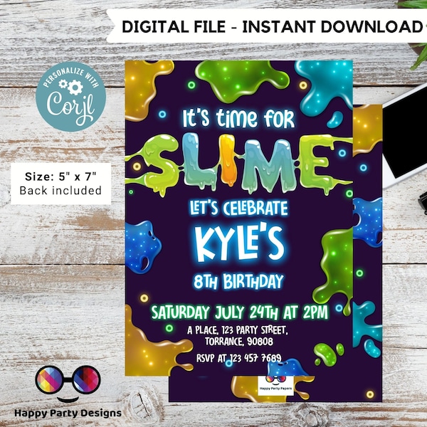 Slime Invitation | Slime Party Invitation | Birthday boy | Slime Birthday Invite | Slime Party Invite | lime Birthday Invitation #K125