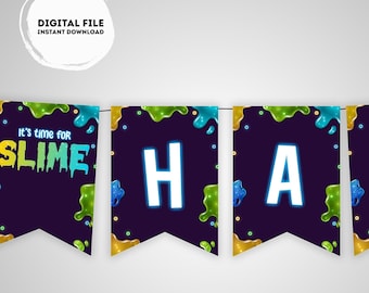 Happy Birthday slime Banner | slime party | Birthday banner | Slime birthday party  | birthday girl | birthday boy | slime Banner #K125