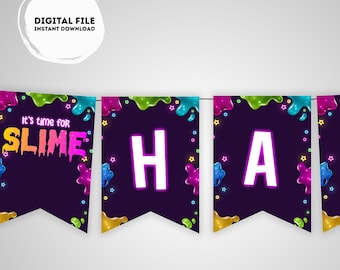Happy Birthday slime Banner | slime party | Birthday banner | Slime birthday party  | birthday girl |birthday boy | slime Banner |pink #K125