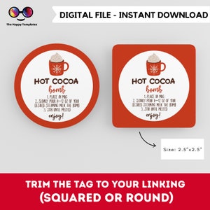 Hot Cocoa Bomb | Hot Chocolate Bomb Tag | Winter Chocolate Bomb Gift Tag | Tag Instant Download | Chocolate mug | cocoa mug tag