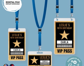 Editable Rockstar Party VIP Party | Rockstar VIP Party Backstage Pass Template | vip id Badge  invitation | vip pass | vip invitation  #K382
