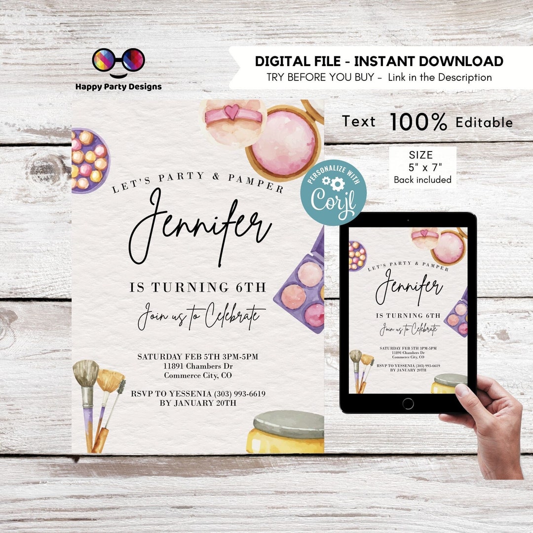 Editable Manicures Pedicures and Facials Party | Girls Spa Party ...