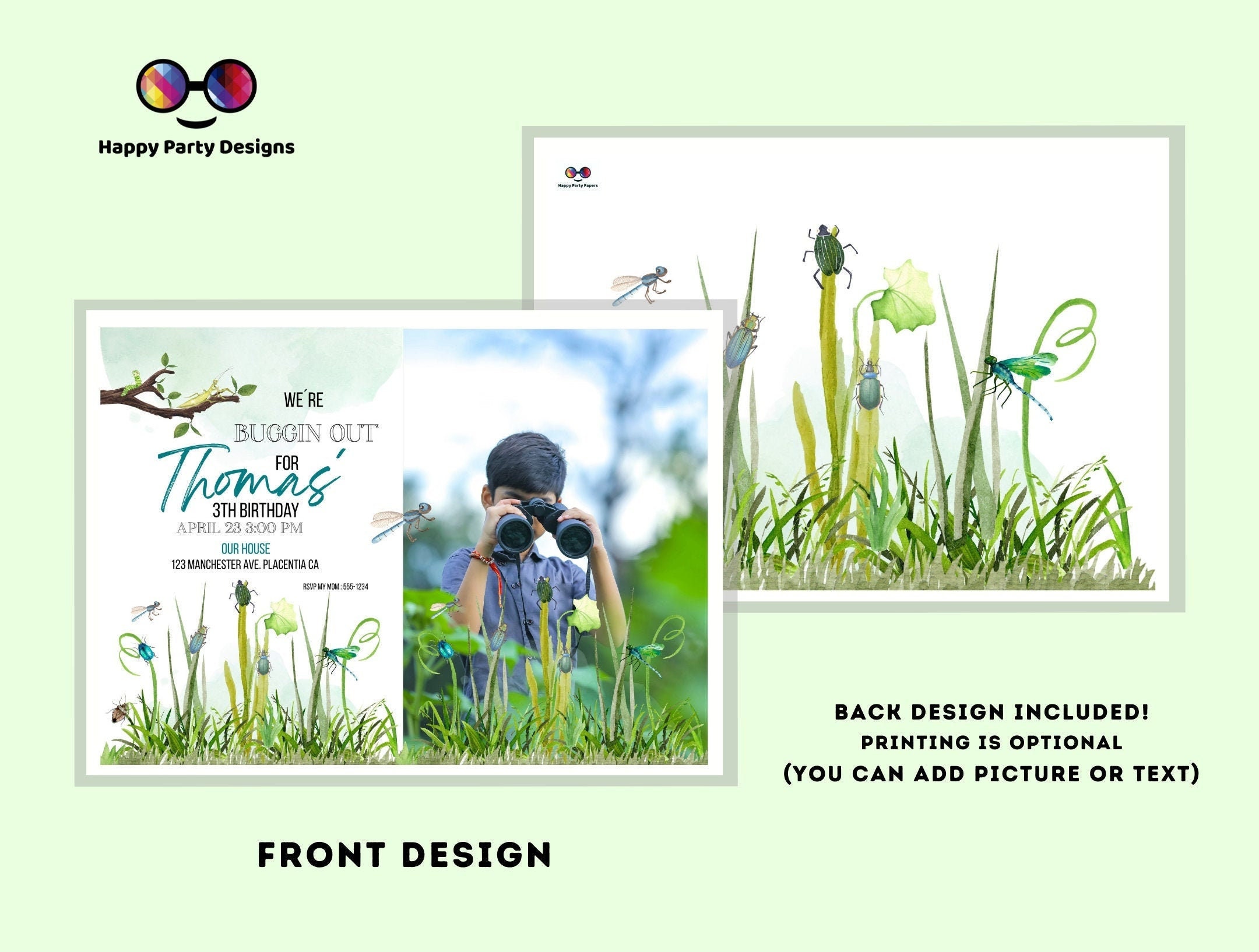 Editable Bug Birthday Photo Invitation Insect Party Bugging Outdoor Bug ...