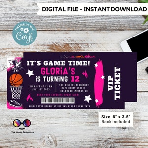Basketball Geburtstagskarte Einladungsvorlage | Jedes Alter | Basketball Theme Geburtstag | Basketball Einladungsvorlage | Sporteinladung #K251