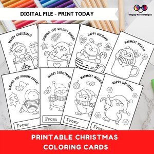 Kerst afdrukbare kleine kleurkaarten INSTANT DOWNLOAD Set van 8 | Kerstkleuractiviteit Kerstactiviteit Kerstmis voor kinderen #K257