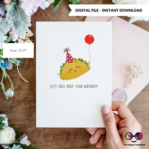Taco sur ta carte d'anniversaire | Imprimable | Punny Carte De Vœux | Carte d'anniversaire | Téléchargement instantané | carte de voeux | carte imprimable amusante