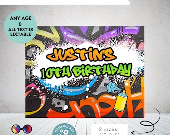 Editable Graffiti placemat | Digital graffiti printable placemat  | Birthday boy | Graffiti placemat | Personalize Online #K1