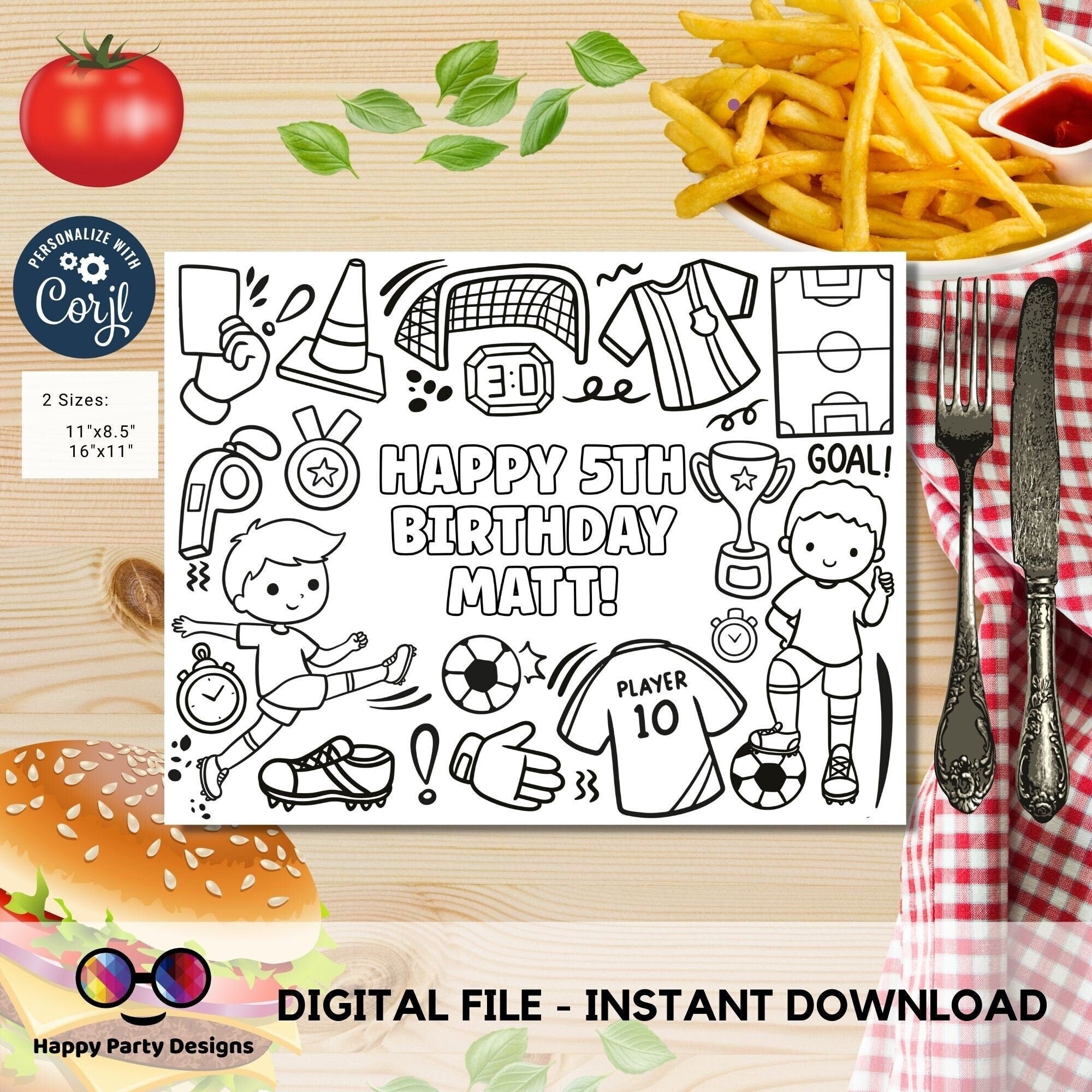 Editable Soccer Birthday Coloring Page Sports Party Sports - Etsy