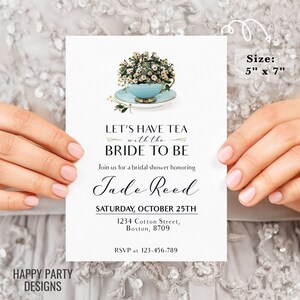 Bridal Shower Tea Party Invitation Template | Printable Bridal Tea Shower Invite | Bridal Brunch  Bridal shower invitation template #W2