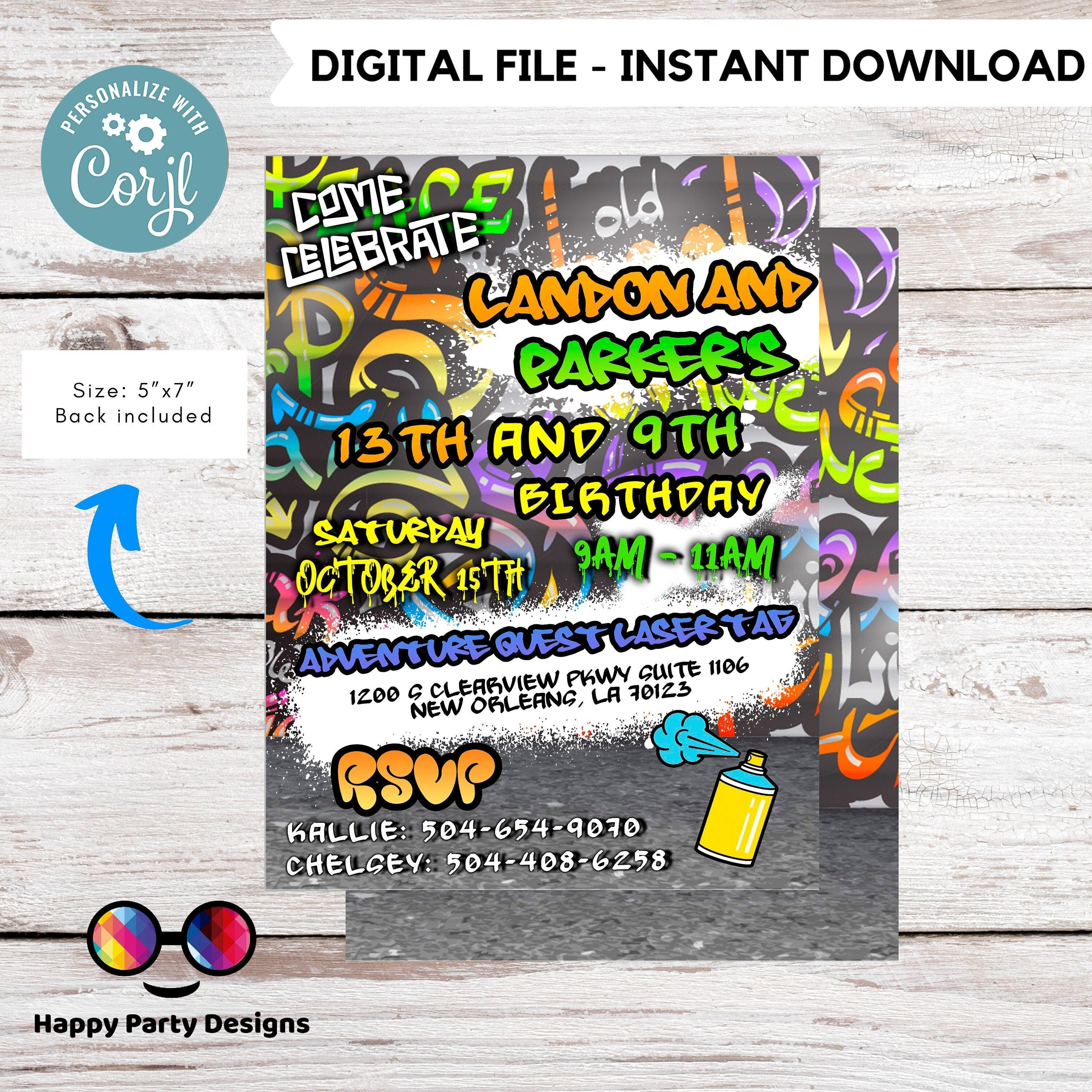 Editable Graffiti Invitation Digital Graffiti Printable Etsy Australia