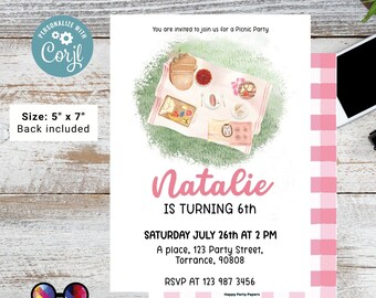 EDITABLE Picnic Birthday invitation | picnic in the park printable invite | Garden Birthday Party | picnic birthday | Girl Birthday #K139