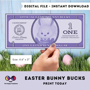 Easter Bunny Bucks Printable | Easter Play Money | Easter game | Easter party Activity | Instant Download | Printable Play Money