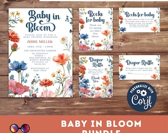 Baby in Bloom Baby Shower Invitation Set | spring Invite | baby shower | Editable Baby Shower Invite | Wildflower Baby Shower Invitation