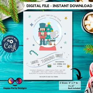 Editable Nutcracker invitation | Digital nutcracker printable invite  Birthday boy | Nutcracker Invitation Christmas Personalize Online #K62