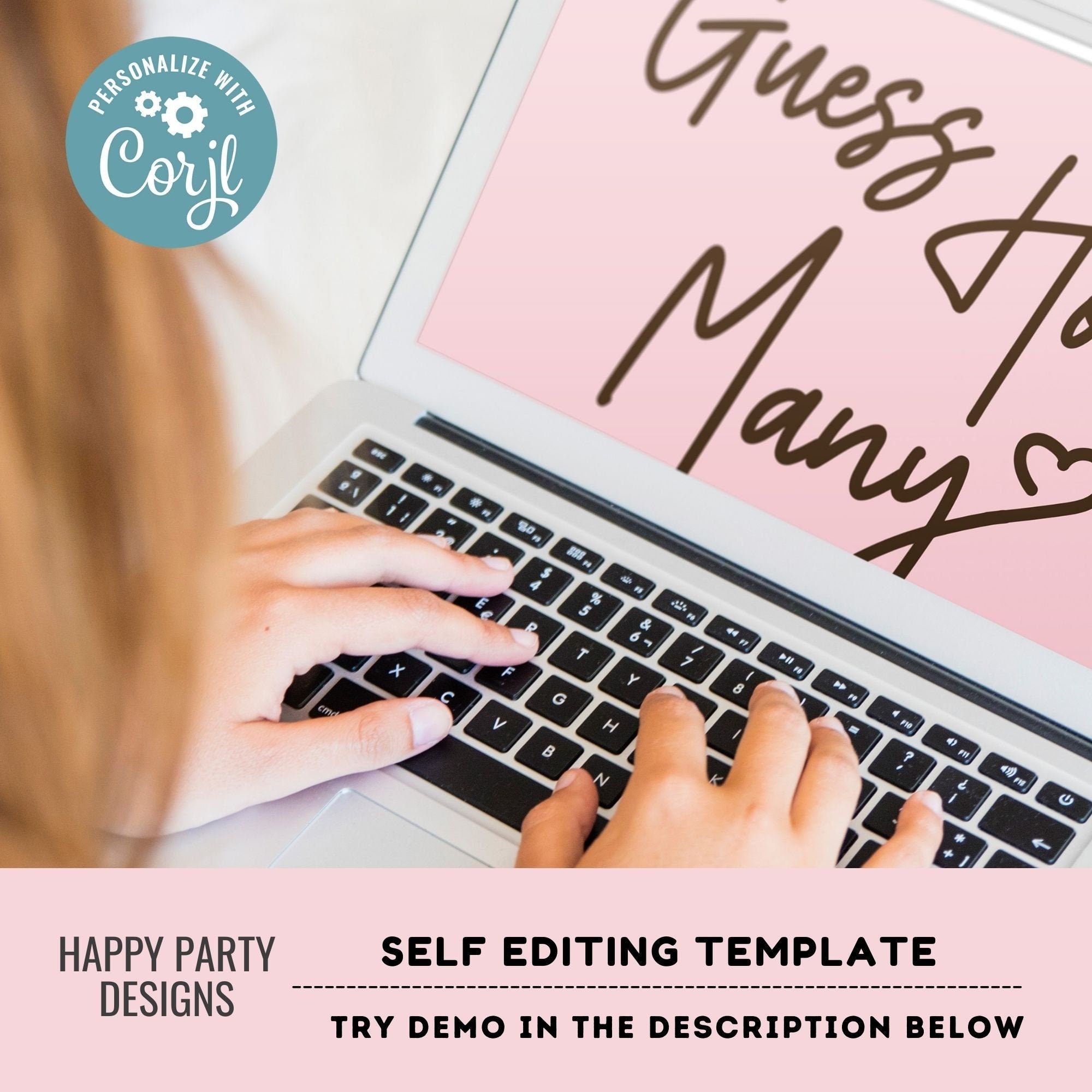 How Many Sign Visual Editable Guess How Many Sign | Bridal Shower | Baby Shower Game | Girl ...
