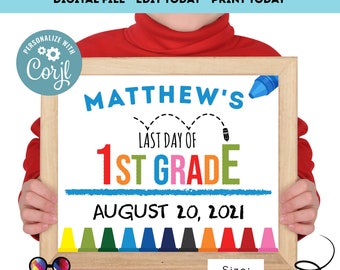 Editable Last day of 1st grade | First grade Sign | Last Day of 1st grade Sign | personalized school sign | Boy Sign