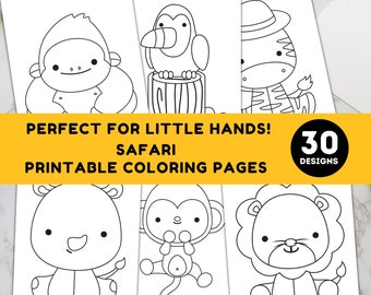 Coloriages de Jungle | Coloriages Safari | animaux sauvages | à imprimer | téléchargement immédiat | bébés animaux | coloriage facile | 30 pages