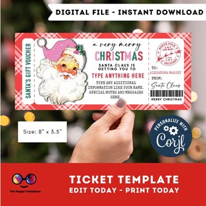 Weihnachtskarte Vorlage | Retro Weihnachtsmann | geschenkgutschein | Weihnachtsmann Geschenk | Sofortdownload | Geschenkgutschein | Feiertage Geschenkgutschein