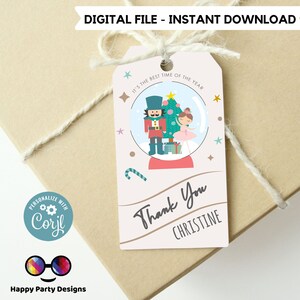 Editable Nutcracker Thank you tag | Nutcracker thank you tag for girl  | Nutcracker Thank You tag  christmas favor | Personalize Online #K71