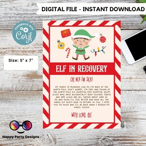 Carta EDITABLE de Recuperación de Elfos / Elfo Tocado / Elfo Magia Perdida / Elfo Estoy Enfermo Carta / De Tu Elfo Carta de Navidad / Descarga Instantánea #A43