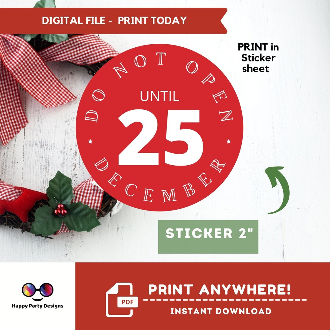 Do Not Open Until 25th December Christmas Stickers Gift Labels From ...