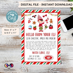 Editable Elf Hello Letter | Hello Letter Christmas | Elf Christmas | Letter from Your Elf | Printable Template | Cute Elf #A72