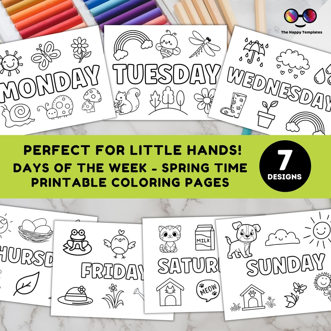 Days of the Week Printable Coloring Pages for Kids Coloring Pages for