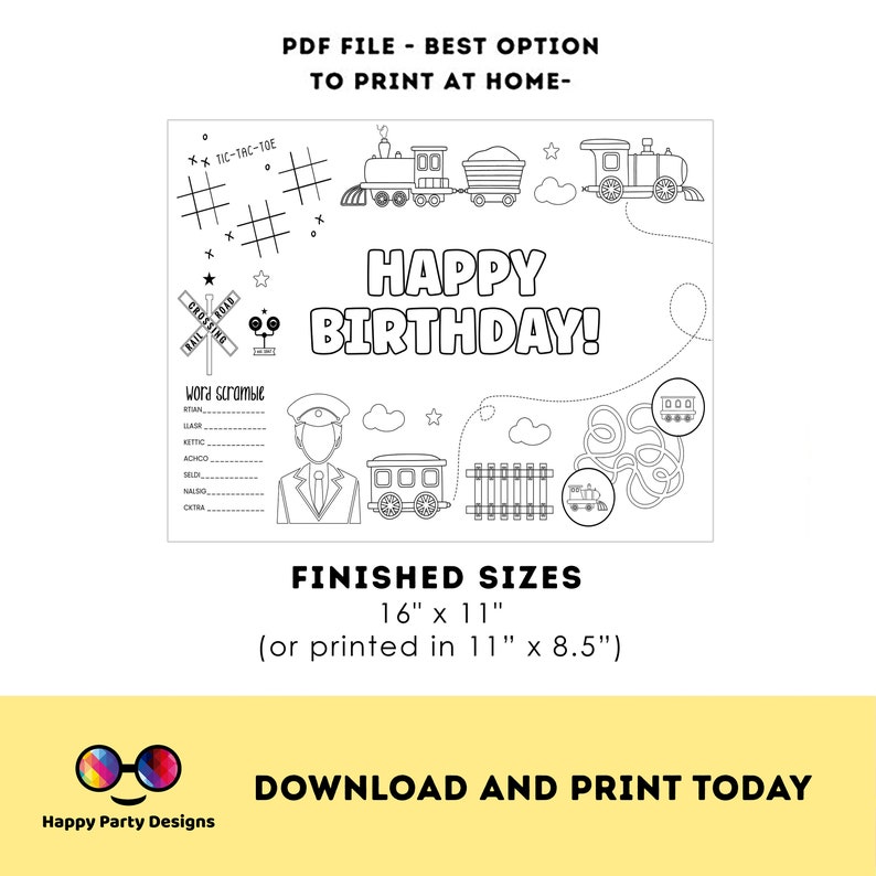 Train Printable Activity and Coloring Activity Page Instant Etsy