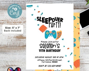 EDITABLE boys sleepover party birthday invitation | Slumber party boys Invitation | Birthday boy | Pajama Party | retro | pajama #K134